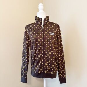 Fila Urban Outfitters Monogram Logo Zip Front Brown Yellow Track Jacket - Small